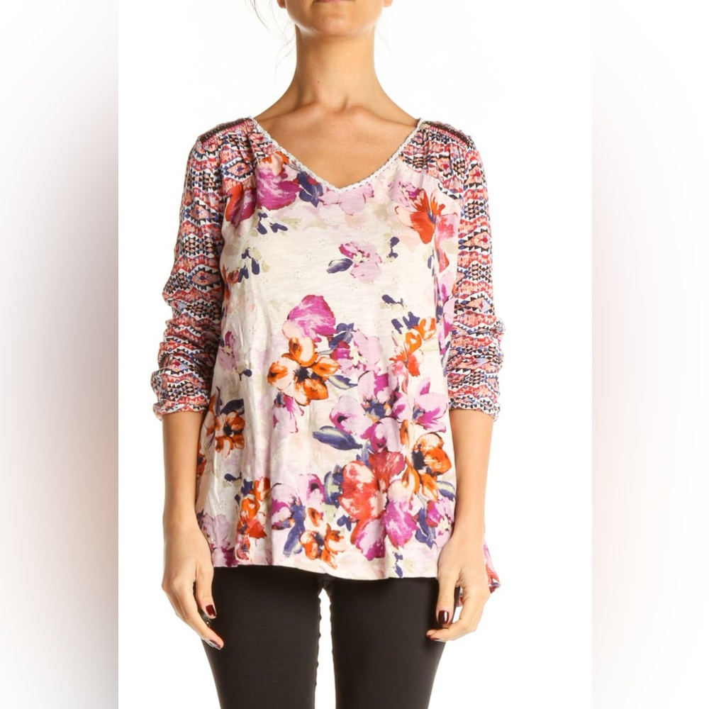 Akemi + Kin Anthro Ayana Floral Aztec Peasant Top